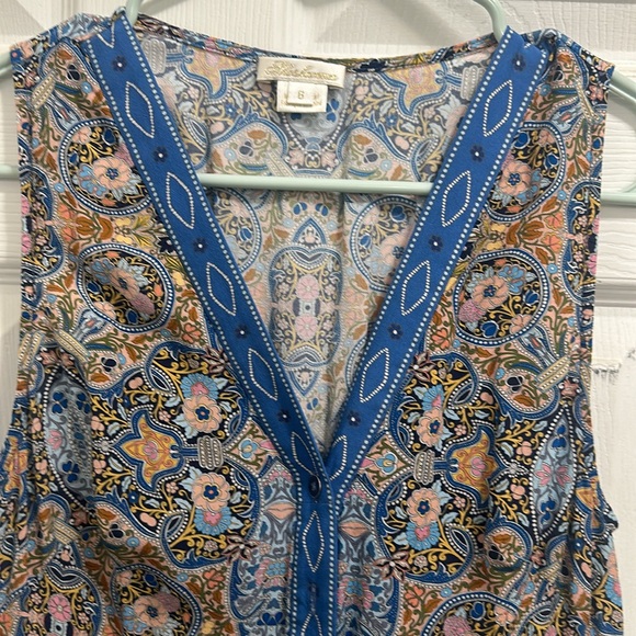 Shoshanna Atlas Hanky-Hem (Cornflower Multi) Midi Dress size 6 - Picture 3 of 5